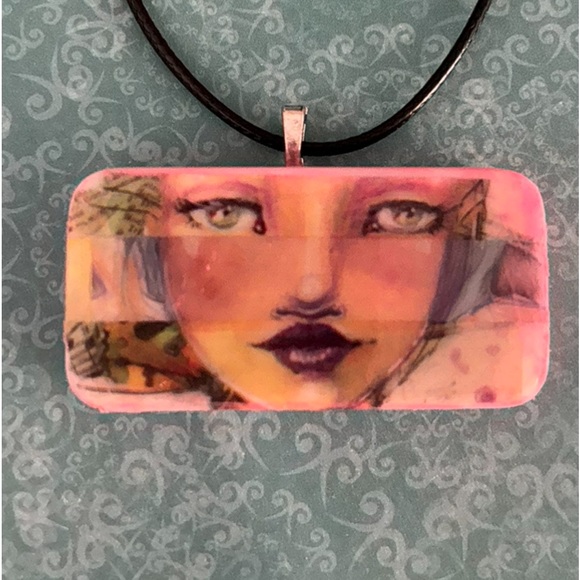 Domino necklace vintage lady - Picture 1 of 4